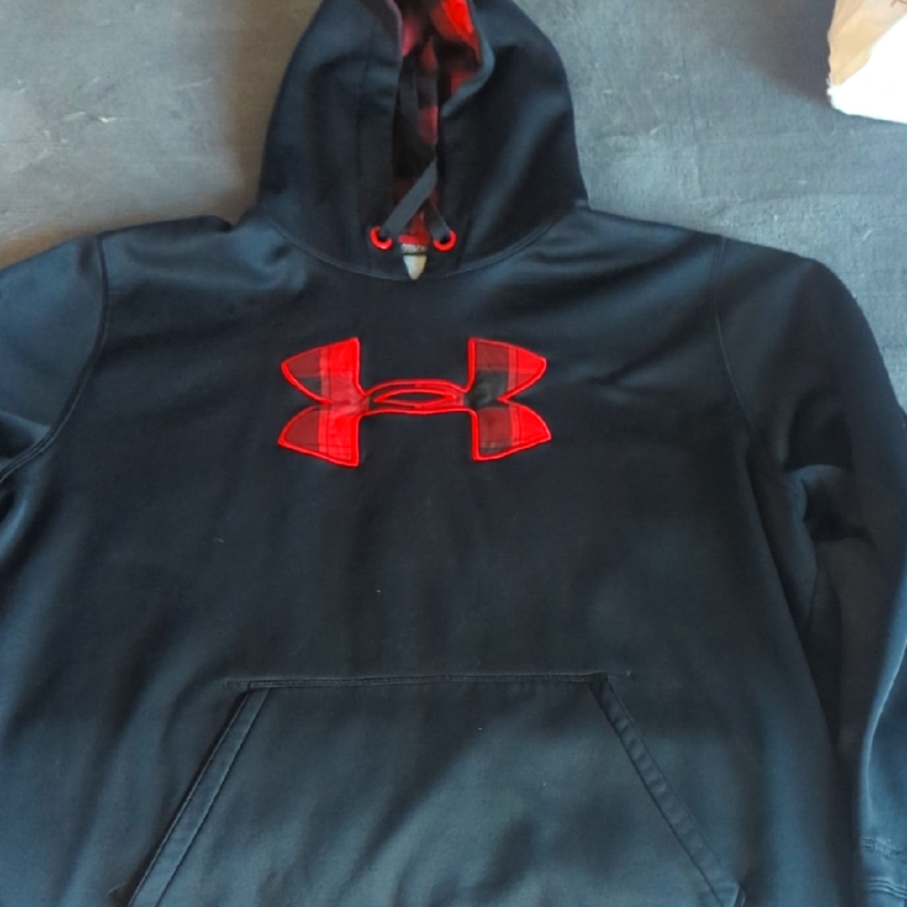 Under Armour Black and Red Hoodie with Bold Logo